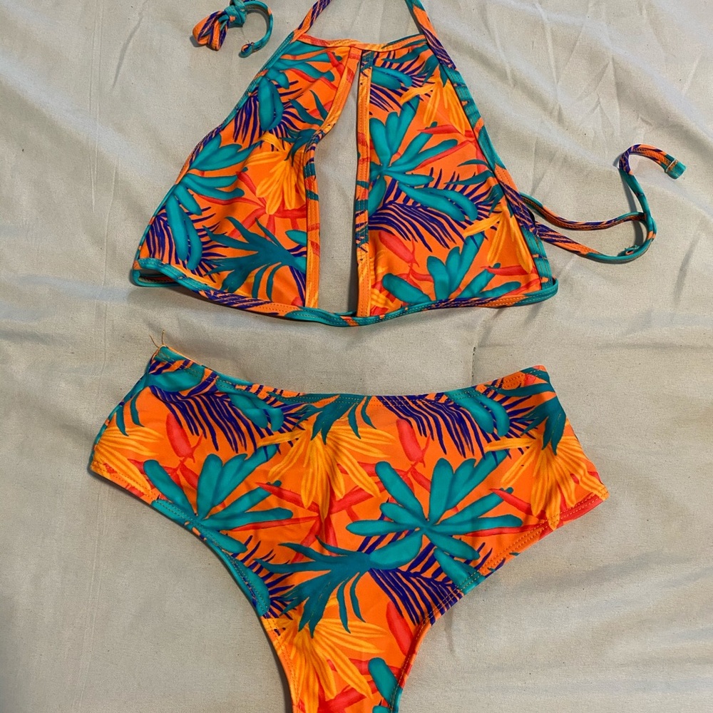 Tropical 2 piece swimwear.